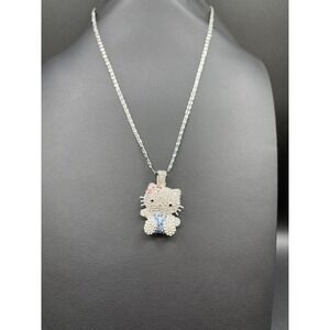 Hello Kitty Pendant HK Necklace - Gold Plated In White BEAUTIFUL - NEW